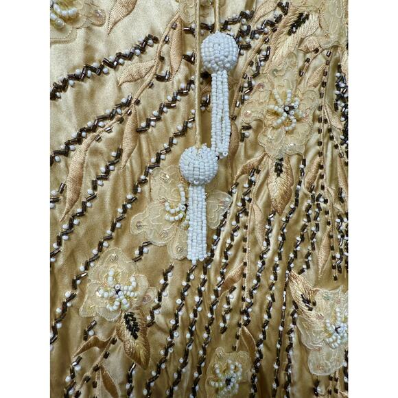 Sue Wong Nocturne Y2K Beaded Embroidered Gold Silk Gown size 8 - Picture 9 of 12